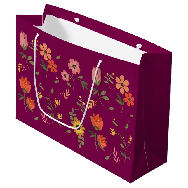 Grand Sac Cadeau collection de fleurs (Devant Angle)