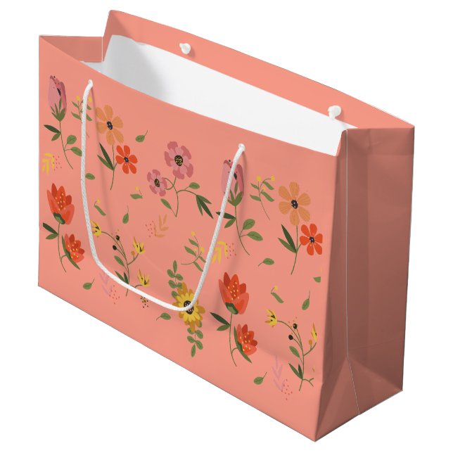 Grand Sac Cadeau collection de fleurs (Devant Angle)