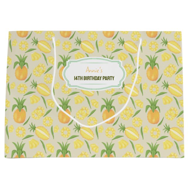 Grand Sac Cadeau Collection de motifs de panier de fruits - Ananas (Devant)