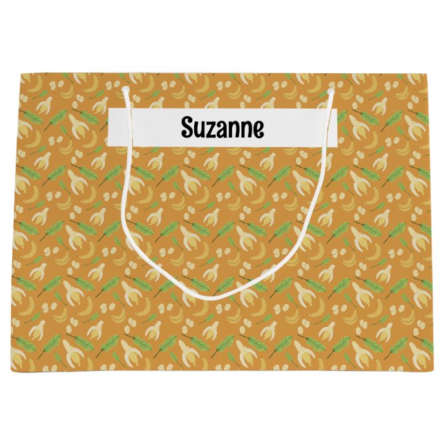 Grand Sac Cadeau Collection de Motifs de paniers de fruits - Banane (Devant)