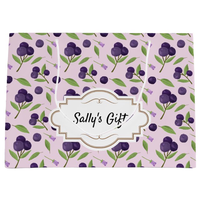 Grand Sac Cadeau Collection de Motifs de paniers de fruits - bleuet (Devant)