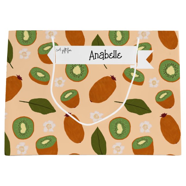 Grand Sac Cadeau Collection de Motifs de paniers de fruits - Kiwi (Devant)