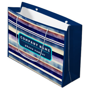 Grand Sac Cadeau Collection populaire Summer Navy Blue Boat Stripes