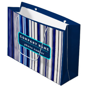 Grand Sac Cadeau Collection Rayures Tendance Bateau Bleu Marine Été
