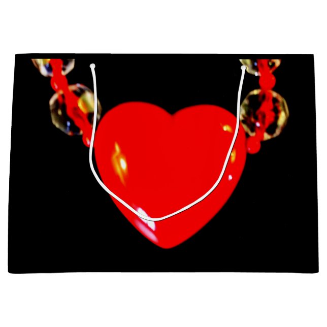 Grand Sac Cadeau Collier de coeur rouge (Devant)