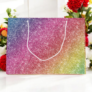 Grand Sac Cadeau Coloré rose rouge jaune arc-en-ciel Parties scinti