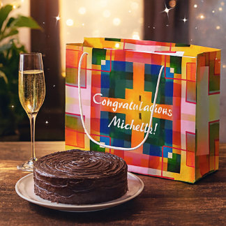 Grand Sac Cadeau Colorful Abstract Festive Design Gift Bag
