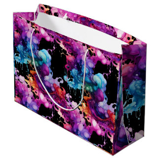 Grand Sac Cadeau Colorful Abstract Fluid Art - Vibrant and Dynamic 