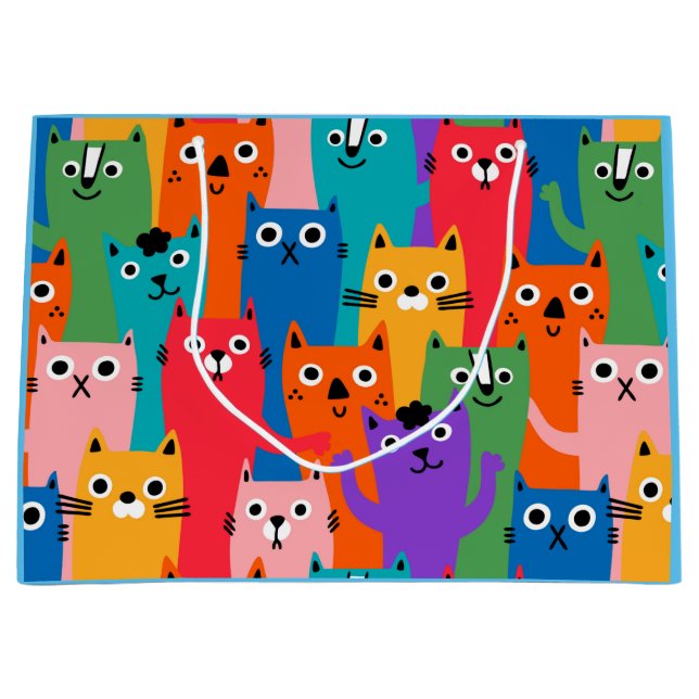 Grand Sac Cadeau Colorful cats (Devant)