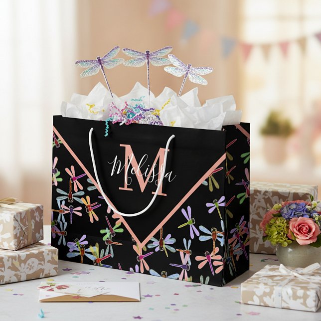 Grand Sac Cadeau Colorful dragonflies personalized   (Créateur téléchargé)