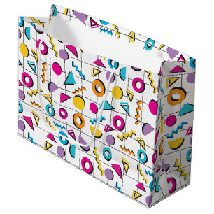 Grand Sac Cadeau Colorful Eighties 80's Retro Motif géométrique