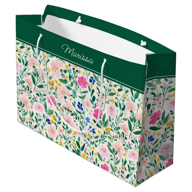 Grand Sac Cadeau Colorful Floral Personalized  (Dos Angle)