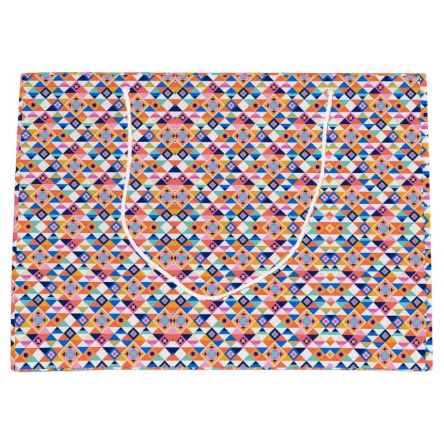 Grand Sac Cadeau Colorful gift bag with geometric pattern  (Devant)