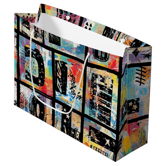 Grand Sac Cadeau Colorful Urban Graffiti Pattern (5) (Devant Angle)