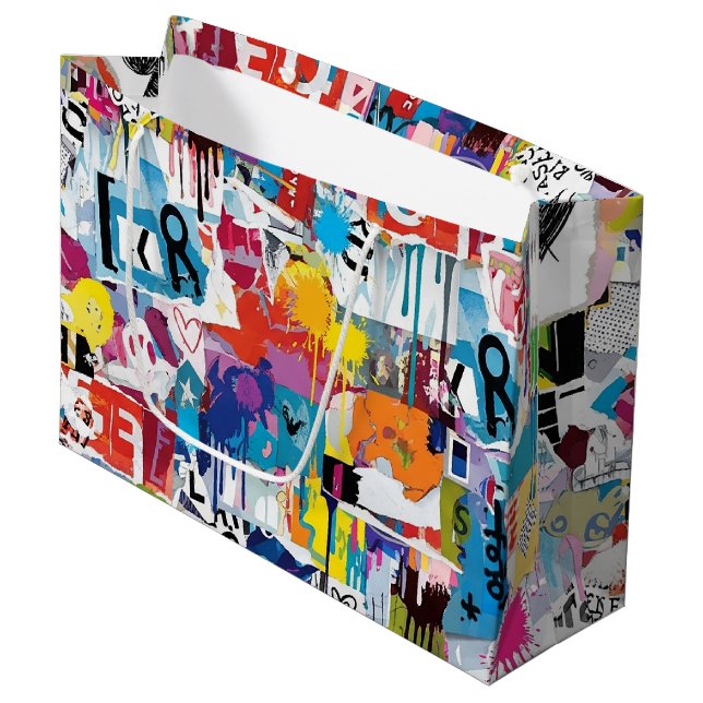 Grand Sac Cadeau Colorful Urban Graffiti Pattern (8) (Devant Angle)