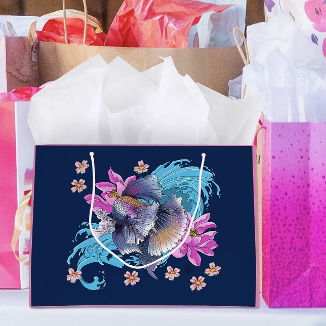 Grand Sac Cadeau Combattant Siamois Betta (Créateur téléchargé)