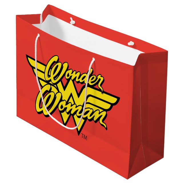 Grand Sac Cadeau Comics DC | Logo Wonder Woman | Joyeux anniversair (Devant Angle)
