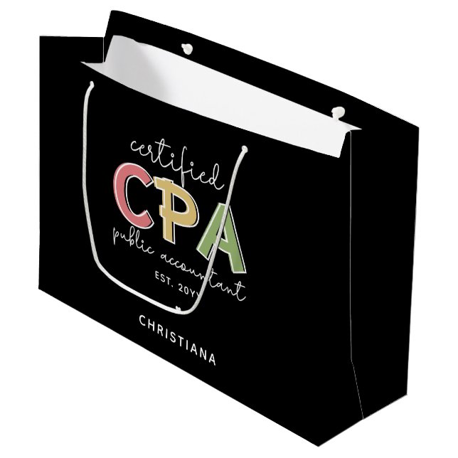 Grand Sac Cadeau Comptable Agréé CPA Personnalisé (Devant Angle)