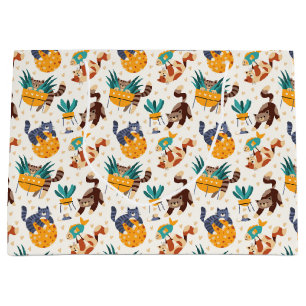 Grand Sac Cadeau Conception Amoureux des chats joueuse
