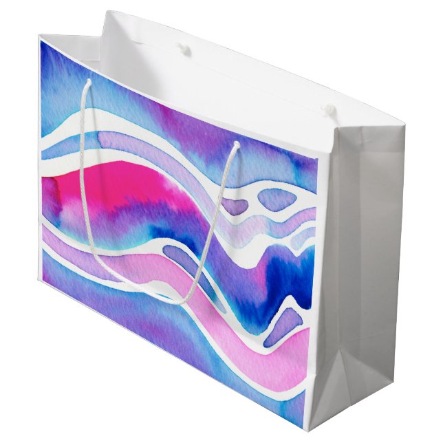 Grand Sac Cadeau Conception aquarelle abstraite (Devant Angle)