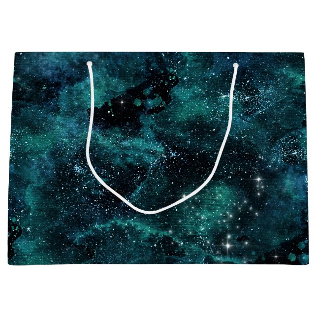 Grand Sac Cadeau Conception de la série Galaxie sarcelle 4  (Devant)