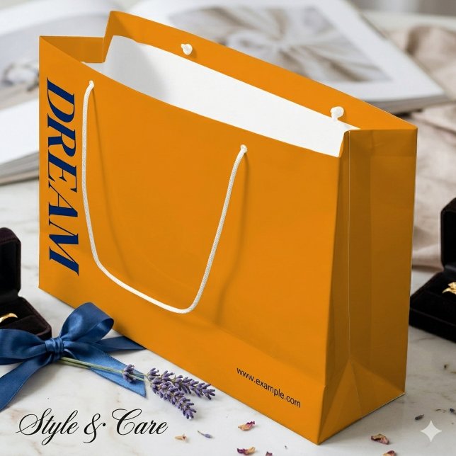 Grand Sac Cadeau Conception de marque d'entreprise de vente au déta (Retail Business Branding Custom Design Orange Large Gift Bag)