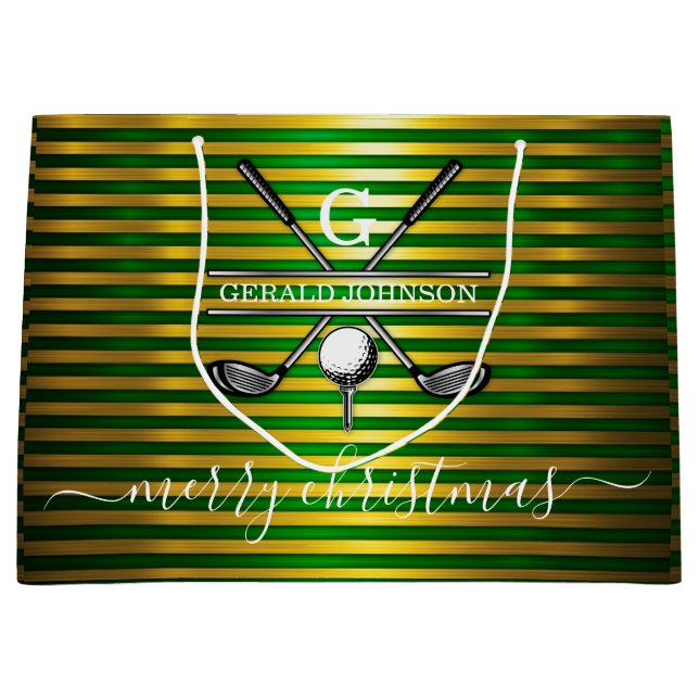 Grand Sac Cadeau Conception de monogramme de golf élégant personnal (Devant)