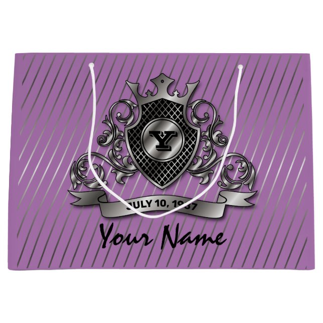 Grand Sac Cadeau Conception de monogramme élégant personnalisé arge (Devant)