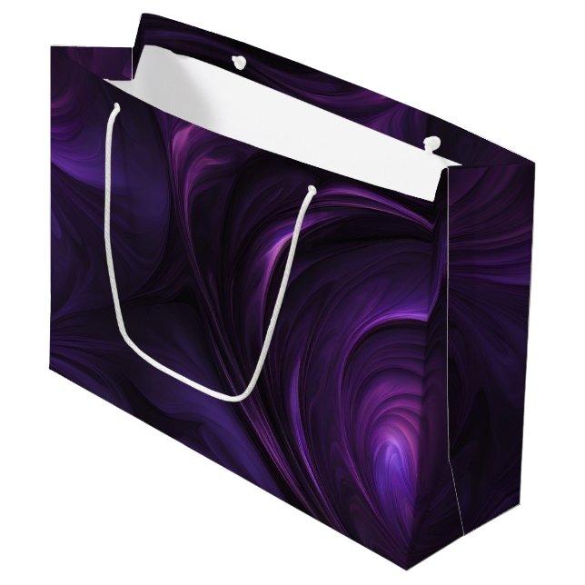 Grand Sac Cadeau Conception de torsion violette foncée (Devant Angle)
