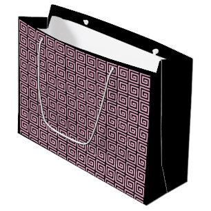 Grand Sac Cadeau Conception principale grecque - rose et noir