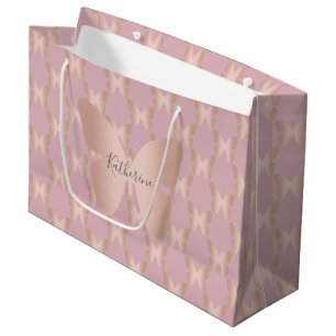 Grand Sac Cadeau Conception rose élégante et moderne de papillon