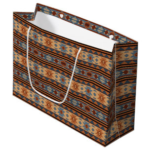 Grand Sac Cadeau Conception sud-ouest Adobe Grey Brown Tribal Motif