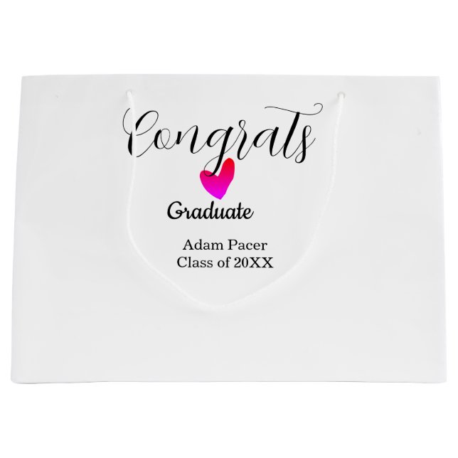 Grand Sac Cadeau Congrats graduation name class of 20XX year heart  (Devant)