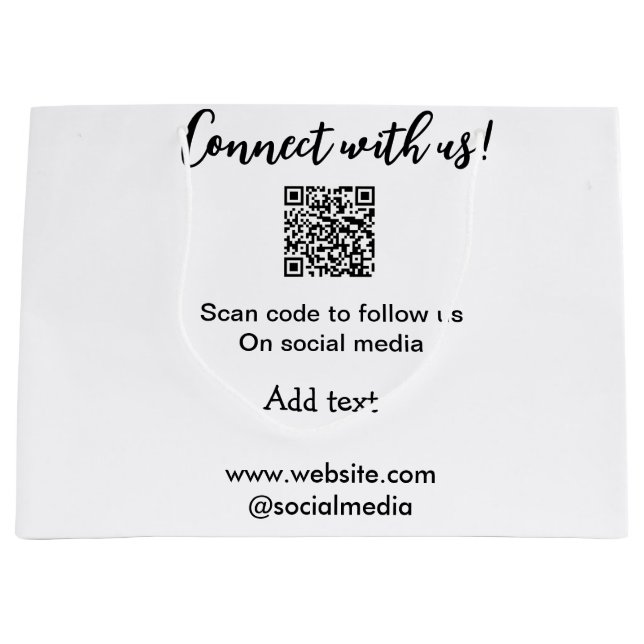 Grand Sac Cadeau Connectez-vous avec nous scannez le code QR ajoute (Devant)