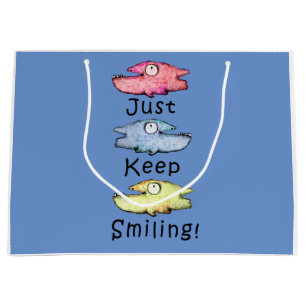 Grand Sac Cadeau Continuez à sourire ! Poisson coloré à grosses den