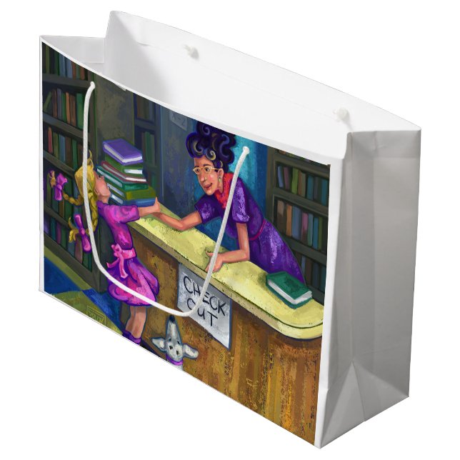 Grand Sac Cadeau Contrôle de bibliothèque (Devant Angle)