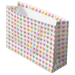 Grand Sac Cadeau Conversation colorée sympa coeurs motif