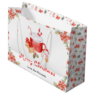 Grand Sac Cadeau Cookies de vacances et rouge de Noël Merry Cocoa