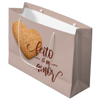 Grand Sac Cadeau Cookies faites avec amour, feito com amor