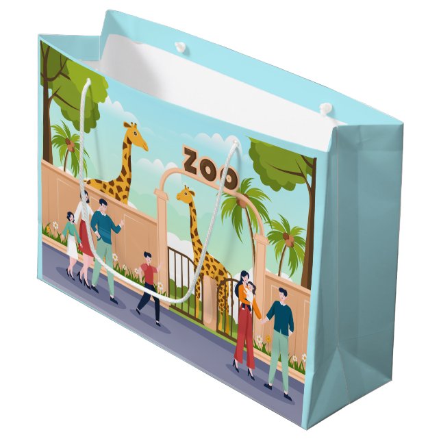 Grand Sac Cadeau cool girafe zoo enfants unisex (Devant Angle)