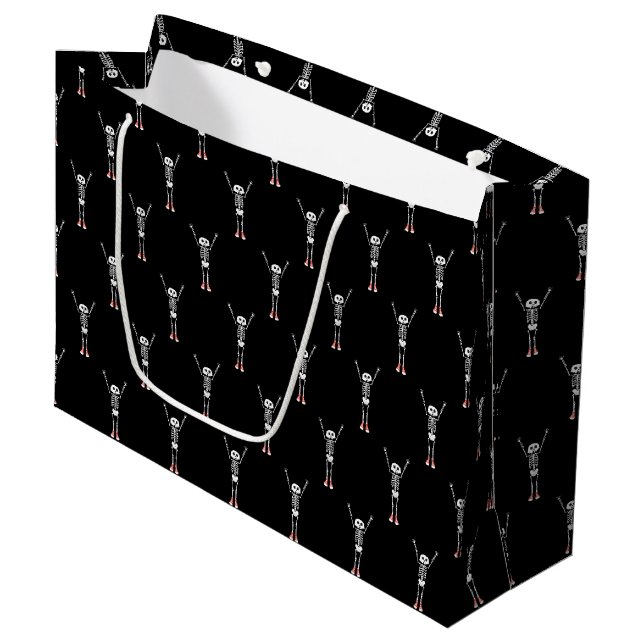 Grand Sac Cadeau Cool Skeleton Halloween Design (Devant Angle)