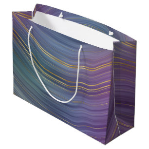 Grand Sac Cadeau Cool Strata   Belle Agate bleu violet et or