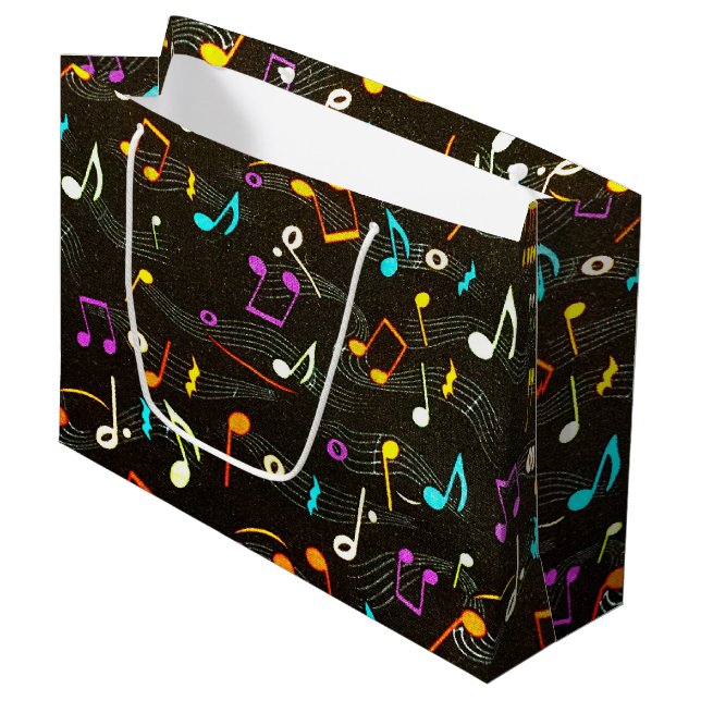 Grand Sac Cadeau Copie de flottement de tissu de notes (Devant Angle)