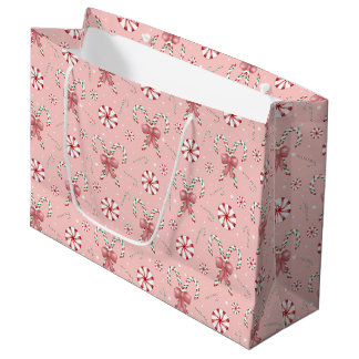 Grand Sac Cadeau Coquette Candy Cane Pattern Holiday