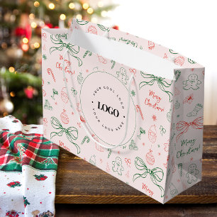 Grand Sac Cadeau Coquette esthétique personnalisée Logo d'entrepris