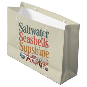 Grand Sac Cadeau Coquillages d'eau de mer Ensoleillement Vacances d