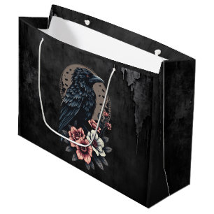 Grand Sac Cadeau Corbeau noir