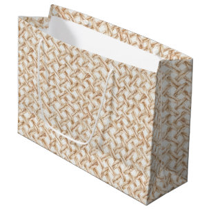 Grand Sac Cadeau Corbeille Tissée Anniversaire Crème