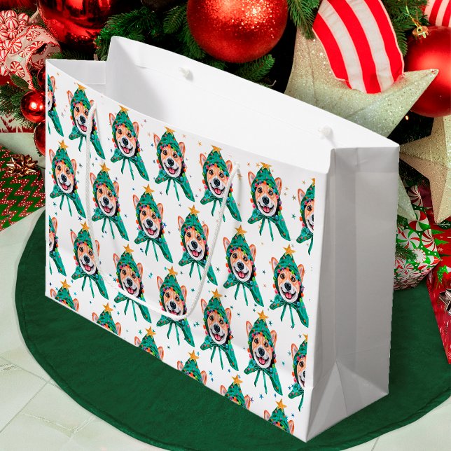 Grand Sac Cadeau Corgi Chien race Noël (Créateur téléchargé)