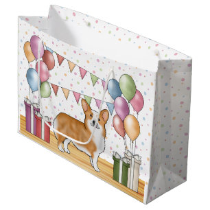 Grand Sac Cadeau Corgi gallois Pembroke rouge Anniversaire pastel c